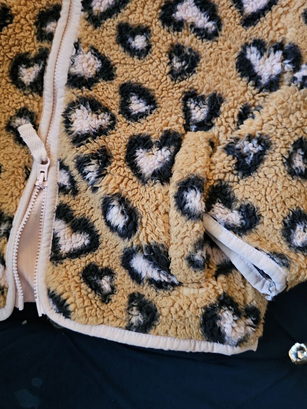 jumping beans Leopard Heart Sherpa Jacket - Brown & Pink - Picture 3 of 5